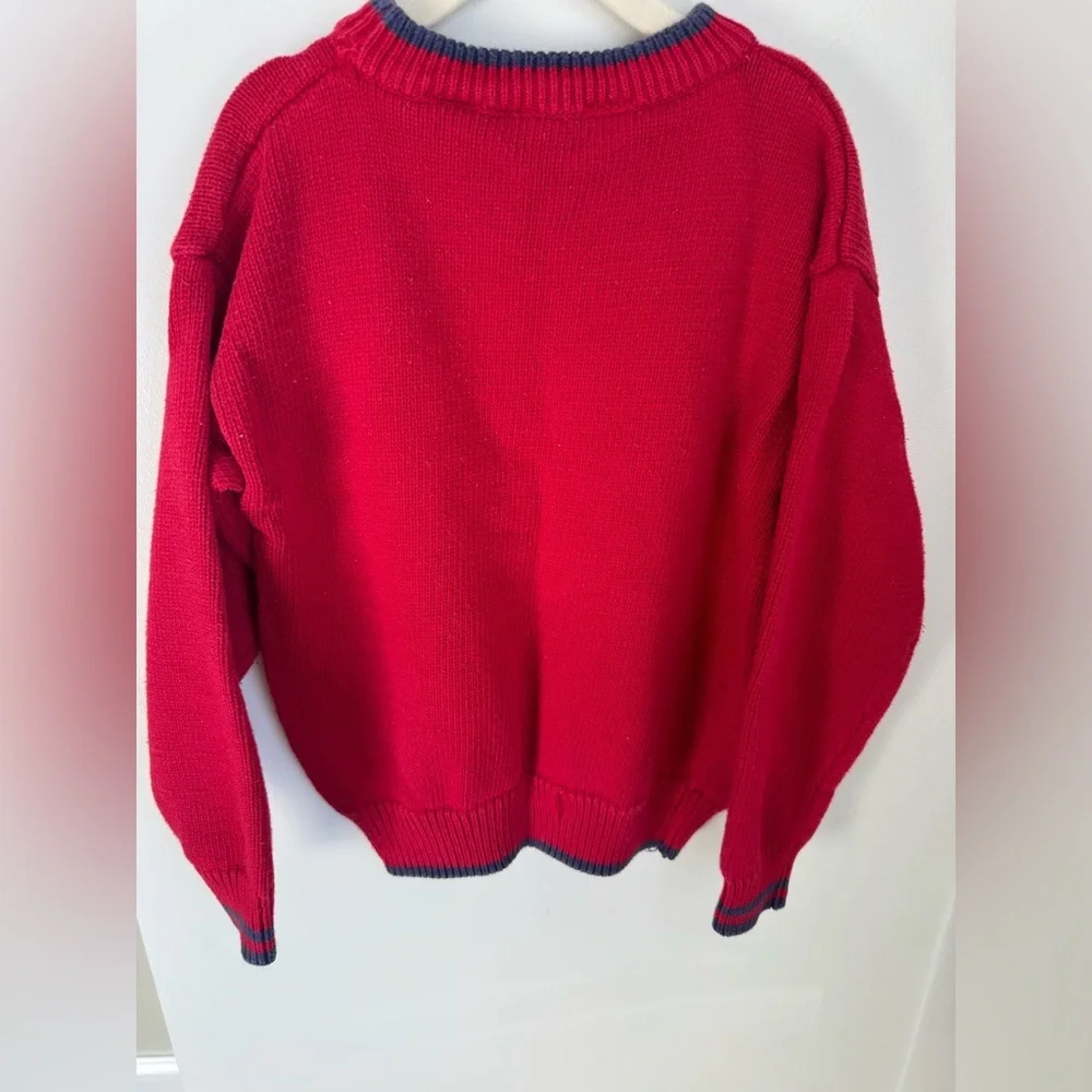 Talbot Kids Vintage Anchor Red Knit Crewneck Size M 100% Cotton